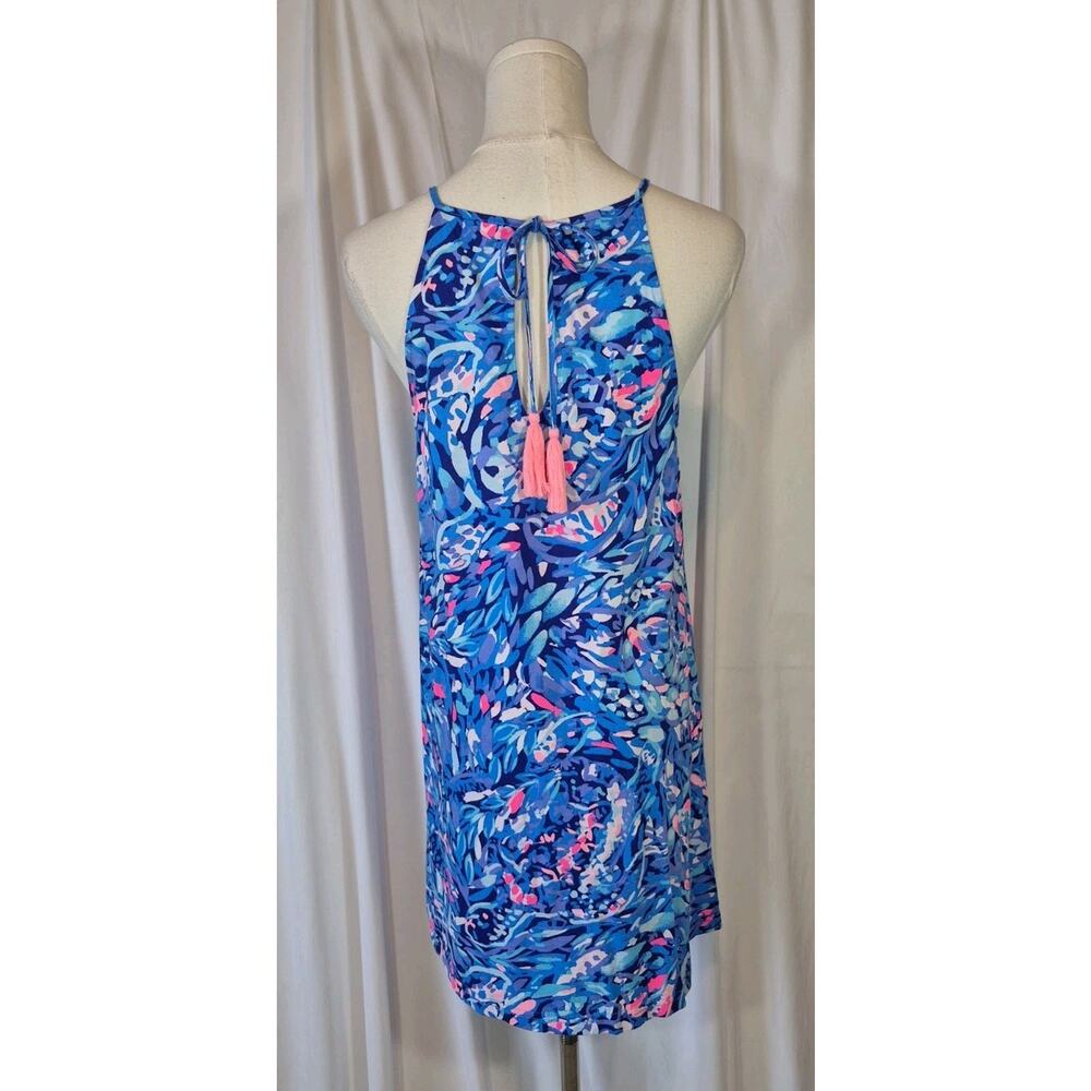Lilly Pulitzer Margot Party Wave Pima Cotton Blue Pink Floral Mini Dress S New - Picture 6 of 9